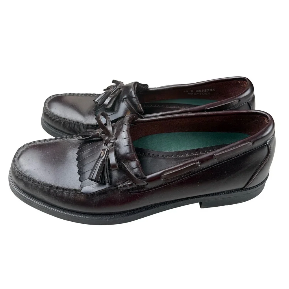 Sebago Mens Kiltie Tassel Loafers Burgundy Leather Dress Shoes Made in USA 10 D